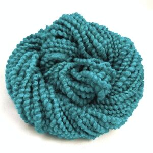 Hand Dyed Wool Yarn Coil Spun Thick & Thin Spiral Yarn Bulky Teal 40 Yards NWT